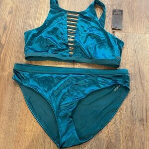 Teal Bikini Set with Strappy Top